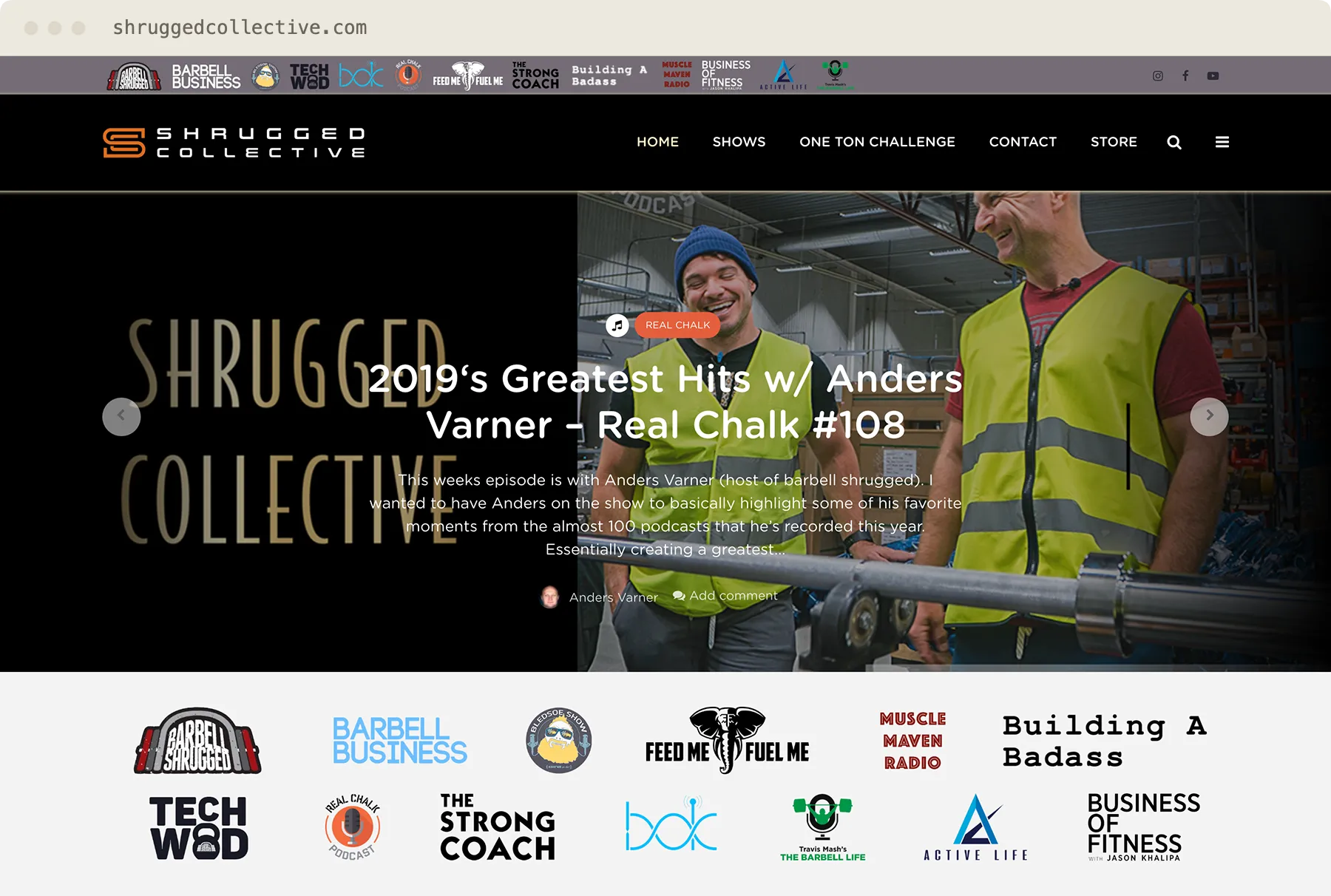 Shrugged Collective — the network homepage and its thirteen shows