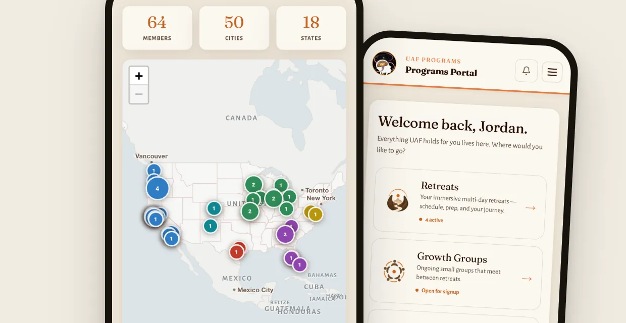 The UAF community map and the programs portal a member sees
